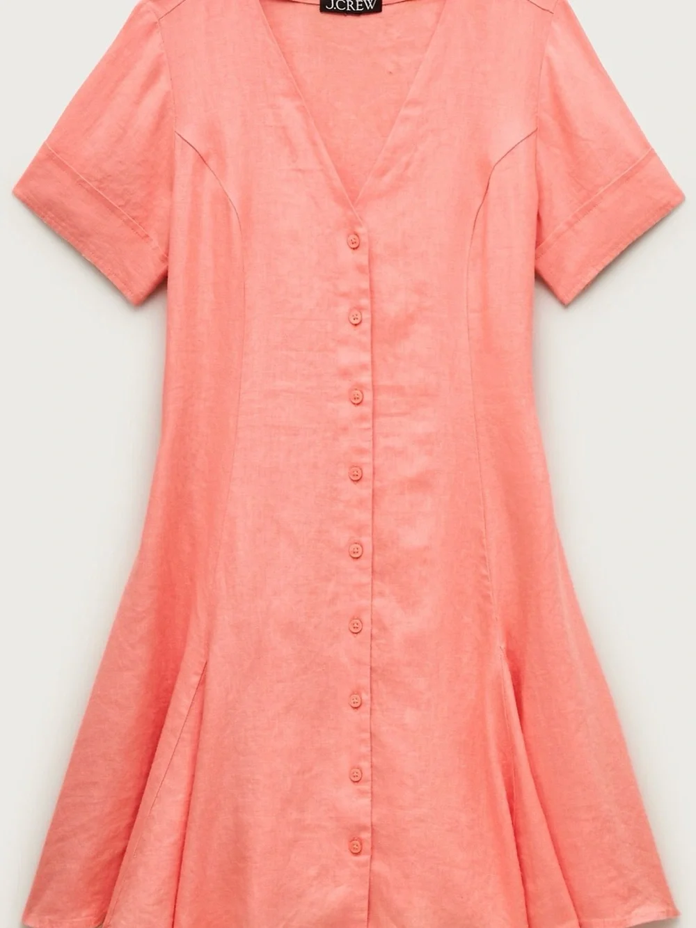 J. Crew Coral Button-Front A-Line Casual Dress